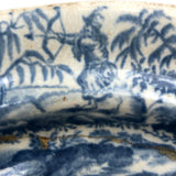 Shattered and Glued Early 19th Century Blue Printed Chinoiserie Plate