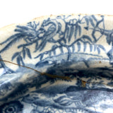 Shattered and Glued Early 19th Century Blue Printed Chinoiserie Plate