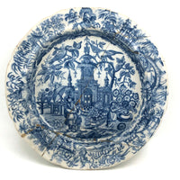 Shattered and Glued Early 19th Century Blue Printed Chinoiserie Plate