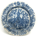 Shattered and Glued Early 19th Century Blue Printed Chinoiserie Plate