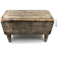 19th C. Gray-Green Primitive Stool With Great Lines, Fantastic Surface and Good For Everything