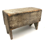 19th C. Gray-Green Primitive Stool With Great Lines, Fantastic Surface and Good For Everything