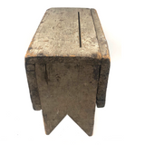 19th C. Gray-Green Primitive Stool With Great Lines, Fantastic Surface and Good For Everything