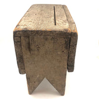 19th C. Gray-Green Primitive Stool With Great Lines, Fantastic Surface and Good For Everything