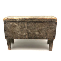 19th C. Gray-Green Primitive Stool With Great Lines, Fantastic Surface and Good For Everything