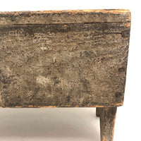 19th C. Gray-Green Primitive Stool With Great Lines, Fantastic Surface and Good For Everything