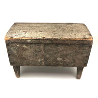 19th C. Gray-Green Primitive Stool With Great Lines, Fantastic Surface and Good For Everything