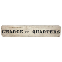 Stencil Painted Black on White Old Double-sided Charge of Quarters Sign