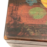 19th Century Paint Decorated Box with Theorem Flowers and Marbled Paper Interior