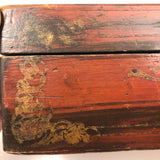 19th Century Paint Decorated Box with Theorem Flowers and Marbled Paper Interior