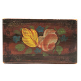 19th Century Paint Decorated Box with Theorem Flowers and Marbled Paper Interior