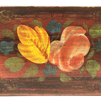 19th Century Paint Decorated Box with Theorem Flowers and Marbled Paper Interior