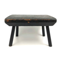 Handsome Antique Cricket Stool in Black Paint