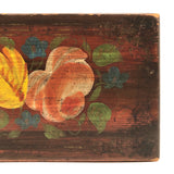 19th Century Paint Decorated Box with Theorem Flowers and Marbled Paper Interior