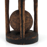 Very Sweet 19th C. Round (and Roll-able) Carved Pine Pine Ball in Cage Whimsy in Original Black Paint