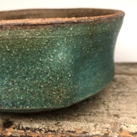 Sculptural Mid-Century Green Glazed Earthenware Studio Pottery Bowl