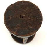 Very Sweet 19th C. Round (and Roll-able) Carved Pine Pine Ball in Cage Whimsy in Original Black Paint