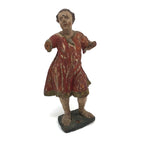 Beautiful C. 18th Century Carved Santos in Red and Gold Polychrome