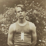 Moody Young Athlete with Ribbon on Chest, Old Snapshot Photo