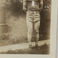 Moody Young Athlete with Ribbon on Chest, Old Snapshot Photo