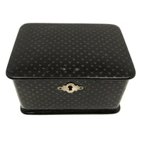 Elegant Antique Black with Gold Stars Lacquer Tea Box (with Silvered Interior)