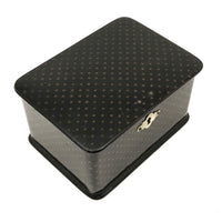 Elegant Antique Black with Gold Stars Lacquer Tea Box (with Silvered Interior)