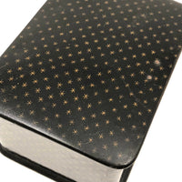 Elegant Antique Black with Gold Stars Lacquer Tea Box (with Silvered Interior)