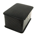 Elegant Antique Black with Gold Stars Lacquer Tea Box (with Silvered Interior)