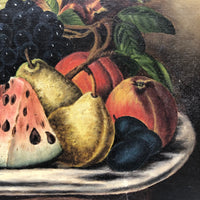 Radiant 19th Century Oil on Canvas Still Life, Pile of Fruit on Stool