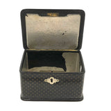 Elegant Antique Black with Gold Stars Lacquer Tea Box (with Silvered Interior)