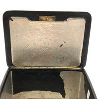 Elegant Antique Black with Gold Stars Lacquer Tea Box (with Silvered Interior)