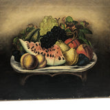 Radiant 19th Century Oil on Canvas Still Life, Pile of Fruit on Stool