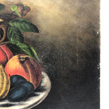 Radiant 19th Century Oil on Canvas Still Life, Pile of Fruit on Stool