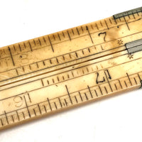 19th Century 24 Inch Double Fold Bone Ruler