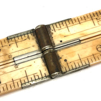 19th Century 24 Inch Double Fold Bone Ruler