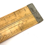 19th Century 24 Inch Double Fold Bone Ruler