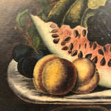 Radiant 19th Century Oil on Canvas Still Life, Pile of Fruit on Stool