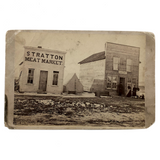 SOLD Meat Market, Bakery, Presumed Photographer's Tent, Historically Notable Colorado Gold Rush Era Mounted Photo by David Lamon