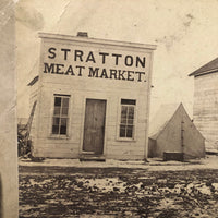 SOLD Meat Market, Bakery, Presumed Photographer's Tent, Historically Notable Colorado Gold Rush Era Mounted Photo by David Lamon