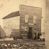 SOLD Meat Market, Bakery, Presumed Photographer's Tent, Historically Notable Colorado Gold Rush Era Mounted Photo by David Lamon