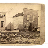 SOLD Meat Market, Bakery, Presumed Photographer's Tent, Historically Notable Colorado Gold Rush Era Mounted Photo by David Lamon