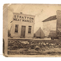 SOLD Meat Market, Bakery, Presumed Photographer's Tent, Historically Notable Colorado Gold Rush Era Mounted Photo by David Lamon