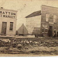 SOLD Meat Market, Bakery, Presumed Photographer's Tent, Historically Notable Colorado Gold Rush Era Mounted Photo by David Lamon