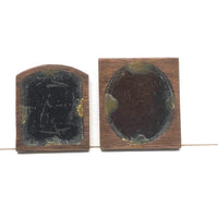 Pair of Tiny Gem Tintypes in Tiny Hand-carved Frames