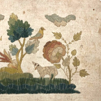 Lamb and Bird and Shooting Arrow: Early 19th C. Embroidery on Laid Paper