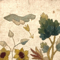 Lamb and Bird and Shooting Arrow: Early 19th C. Embroidery on Laid Paper