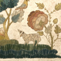 Lamb and Bird and Shooting Arrow: Early 19th C. Embroidery on Laid Paper