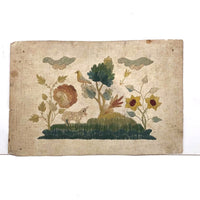 Lamb and Bird and Shooting Arrow: Early 19th C. Embroidery on Laid Paper