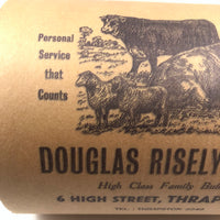 Douglas Risely & Sons, Thrapston, England, Full Dead Stock Butcher Paper Roll