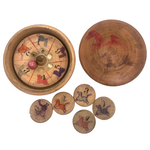 Early 20th C. Japanese Treen Boxed Horse Roulette Set